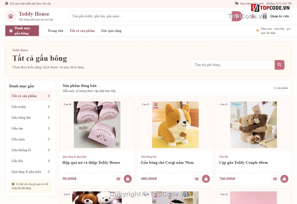 web,bán website,web bán gấu bông